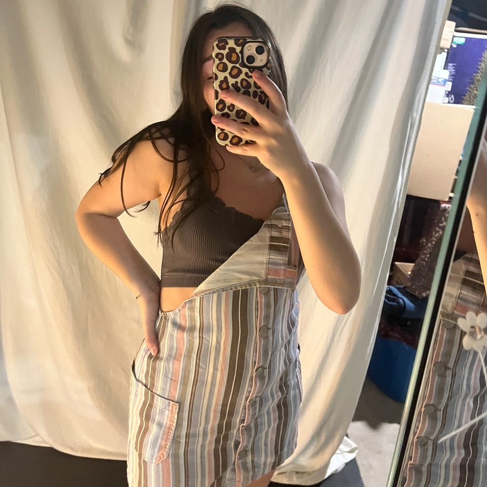 Urban Outfitters Striped Overalls Dress